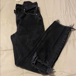 abercrombie and fitch black distressed mom jeans